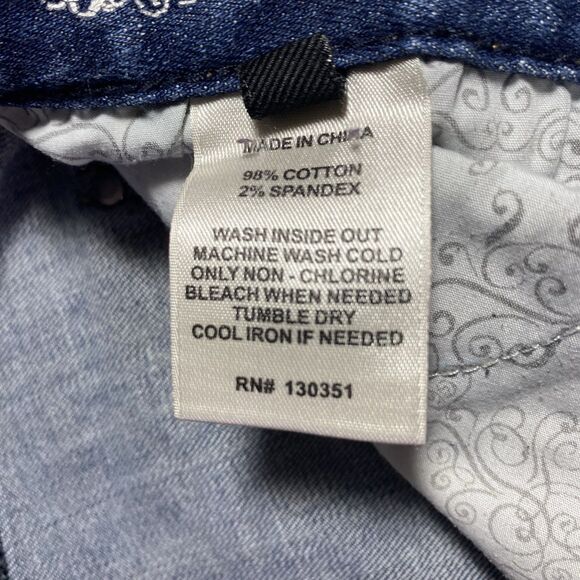 EXPRESS STELLA Jeans Low Rise Bootcut Dark Wash Embroidered Denim Womens 10 Blue - Picture 11 of 11